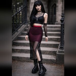 Vintage Mesh Zippers Goth Punk 90s Lip Service Red Women's Skirt Kill Star Y2K